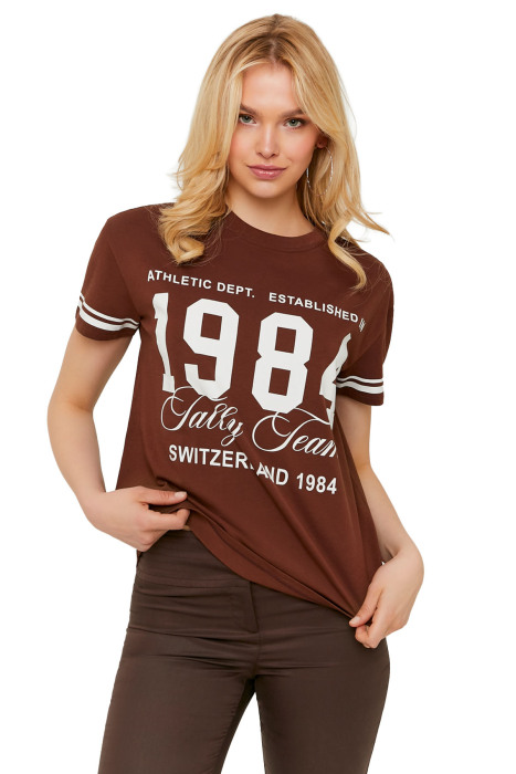 Tally Weijl Kadın T-Shirt - STSCOPOOM13 Kahverengi - 2