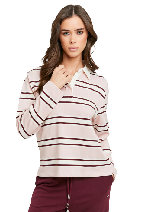 Tally Weijl Kadın Uzun Kollu Polo T-Shirt - STSCOMANZA4 Pembe/Beyaz - 2