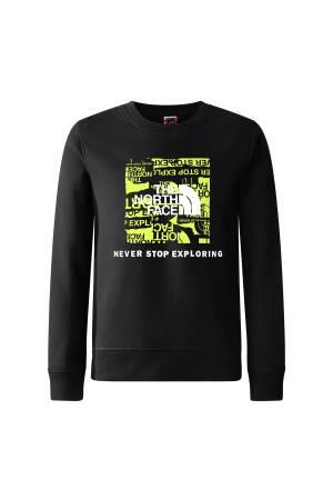 Teen Redbox Crew Çocuk SweatShirt - NF0A82EP Siyah/Neon Sarı - 1