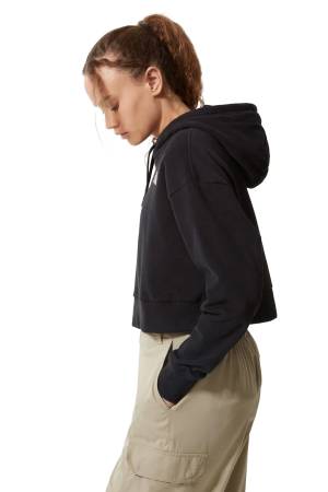 Trend Kapüşonlu Kadın Crop SweatShirt - NF0A5ICY Siyah - 6