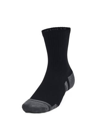 Ua Performance Cotton 3'lü Mid Unisex Çorap - 1379530 Siyah - Under Armour