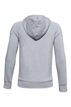 Ua Rival Fleece Hoodie Kapüşonlu Erkek Çocuk SweatShirt - 1357585 Gri/Siyah - 2