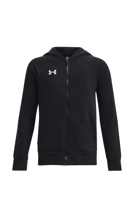 Ua Rival Fleece Tam Fermuarlı Kapüşonlu Erkek Çocuk SweatShirt - 1379794 Siyah - 1