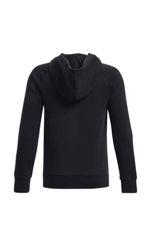 Ua Rival Fleece Tam Fermuarlı Kapüşonlu Erkek Çocuk SweatShirt - 1379794 Siyah - 2