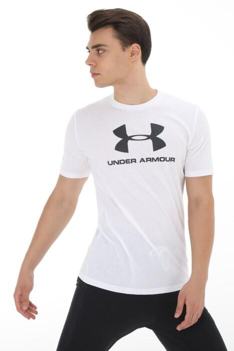 Ua Sportstyle Logo Ss Erkek T-Shirt - 1329590 Beyaz - 1