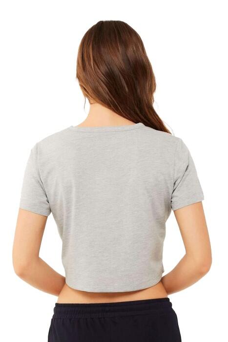 U.S. Polo Assn. Kadın Crop T-Shirt - US.01.16609 Gri Melanj - 3