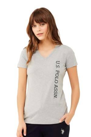 U.S. Polo Assn. Kadın T-Shirt - US.01.16596 Gri Melanj - U.S. Polo Assn.