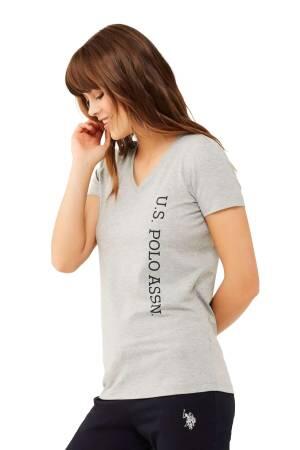 U.S. Polo Assn. Kadın T-Shirt - US.01.16596 Gri Melanj - 2