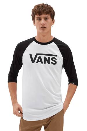 Vans Classic Raglan Erkek Uzun Kollu T-Shirt - VN0002QQ Beyaz/Siyah - 1