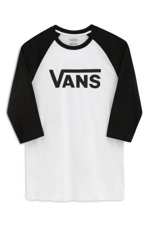 Vans Classic Raglan Erkek Uzun Kollu T-Shirt - VN0002QQ Beyaz/Siyah - 4